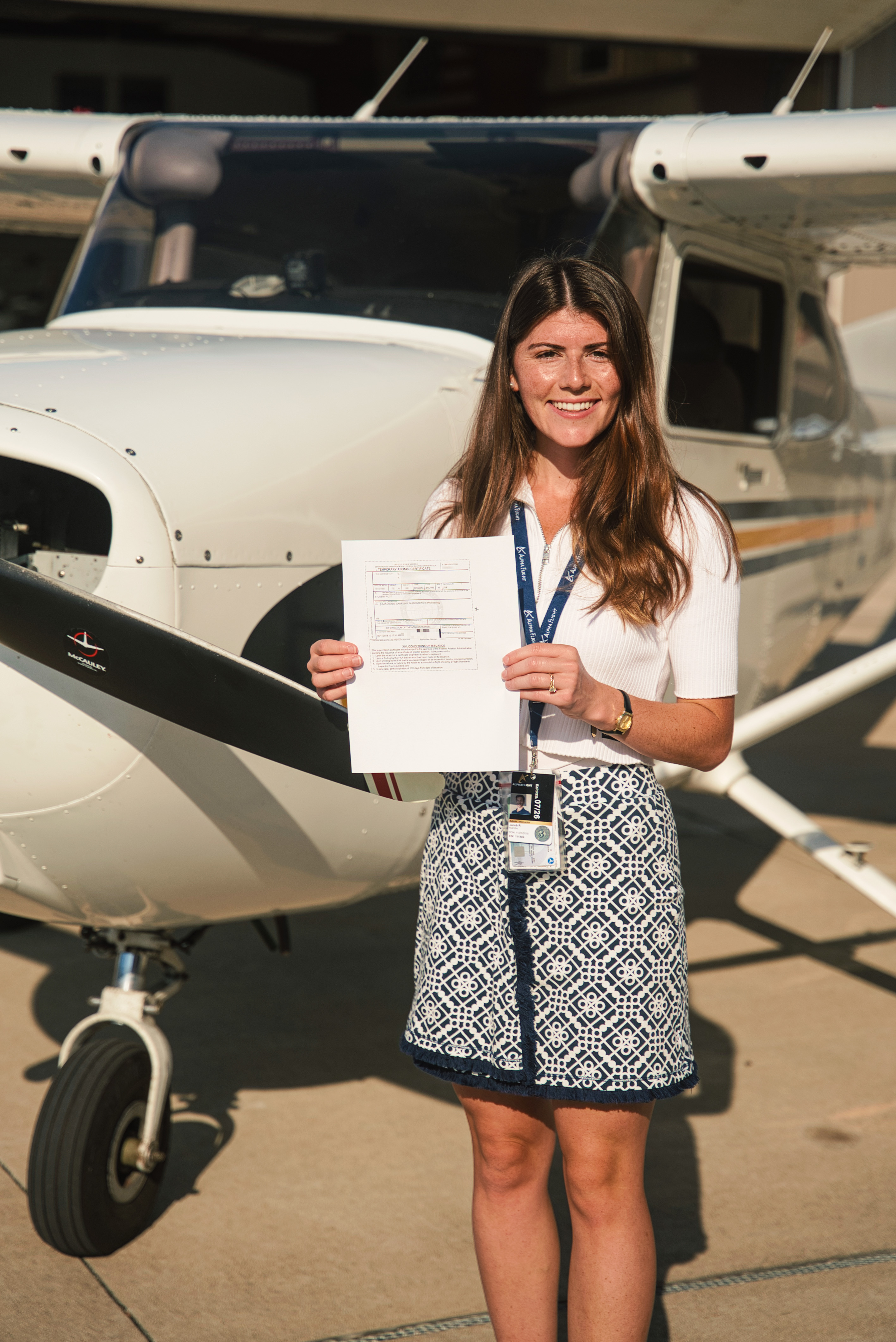 Student before plane